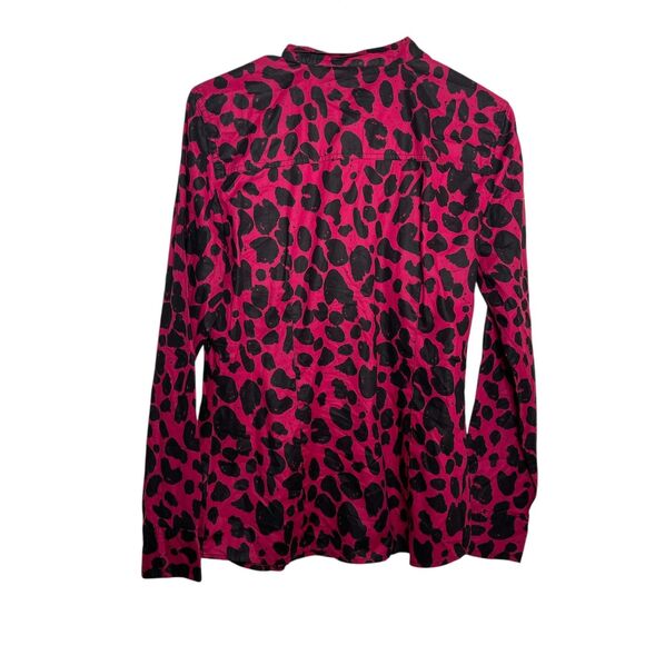 Michael Kors Blouse Women's 10 Pink Printed Button Up Preppy Long Sleeve Top - Picture 5 of 9